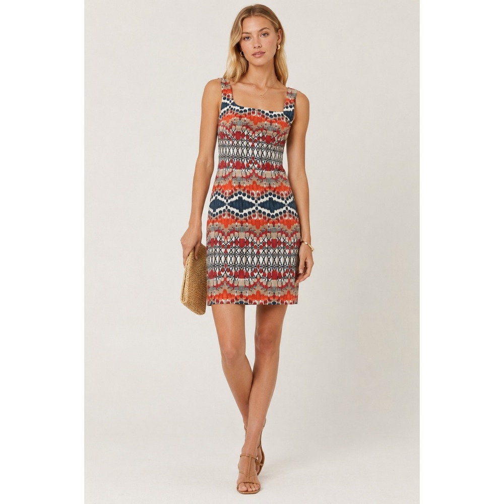 Peserico Made in Italy Geometric Print Sleeveless Fit & Flare Dress IT 42 US 6